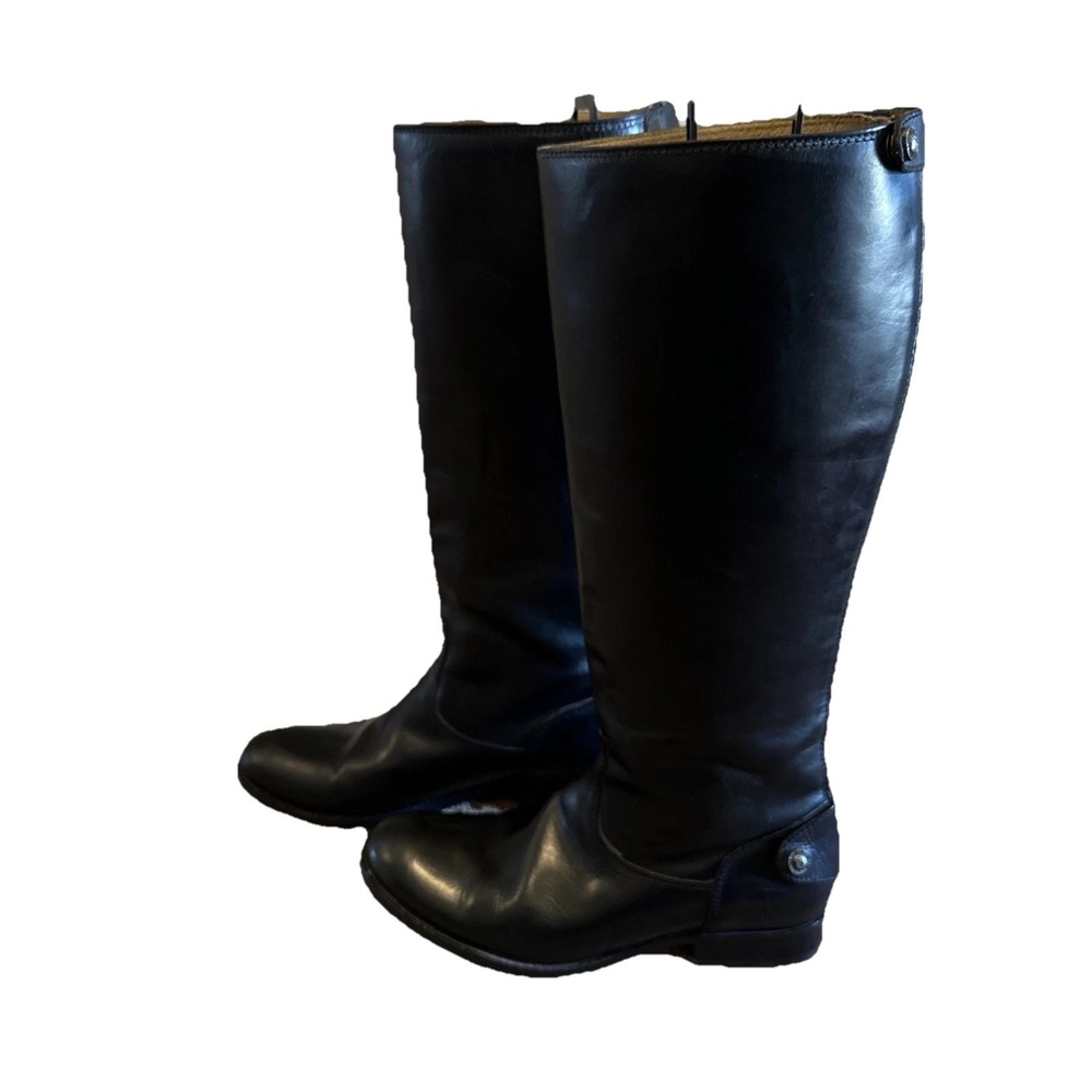 FRYE 76431 Melissa Leather Pull-on‎ Tall Boots Black Size US 7